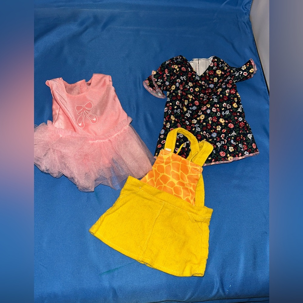 ADORA doll clothes 3 pieces include 1 dress, 1 tutu dress ,1 overall dress